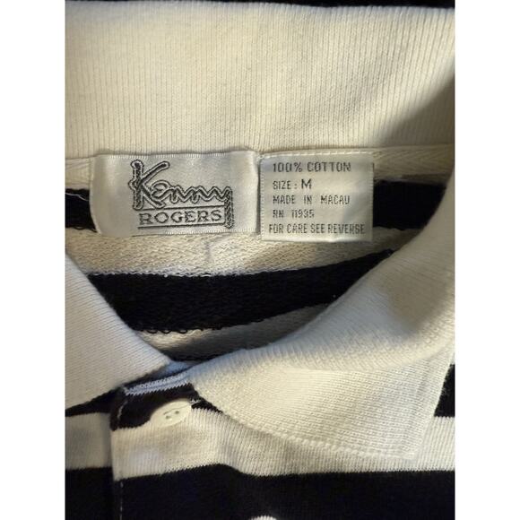 VTG KENNY ROGERS Color block Polo Shirt Men’s Sz M Cream Short Sleeves - Picture 7 of 8